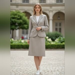 LOFT Ann Taylor Gray Blazer and Skirt Suit Size 6P